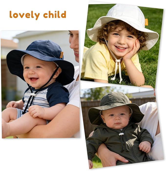 Baby Girl Sun Hat with UPF 50+ Outdoor Adjustable Toddler Beach Hat with Wide - Image 7
