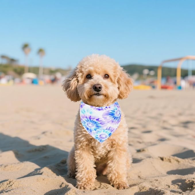 7 PCS Tie Dye Dog Bandanas for Small Dogs Stitching Edge Dog Bandanas for Puppy - Image 7
