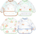 Accmor 4 Pack Long Sleeve Bibs, Baby Smock Waterproof Full Sleeved Bib by Accmor