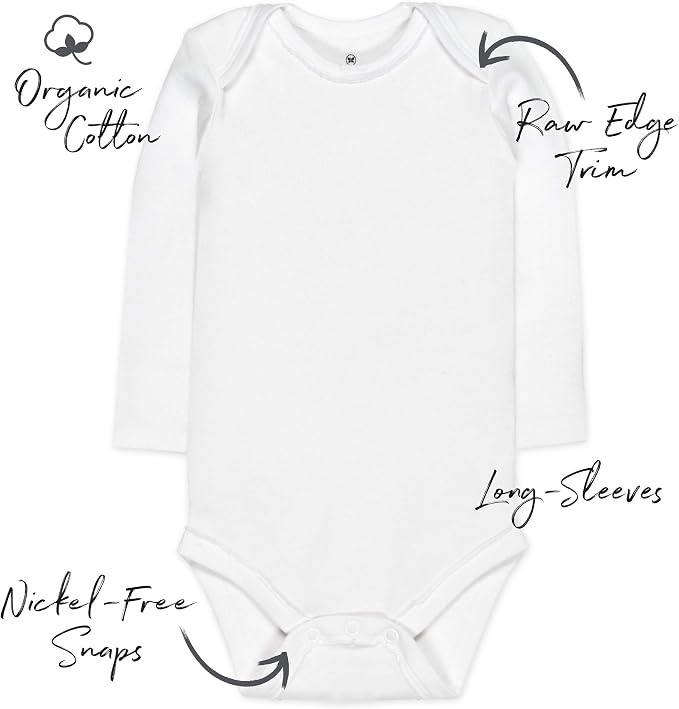 HonestBaby baby-girls 5-pack Long Sleeve Bodysuits One Piece 100% Organic Cotton - Image 6