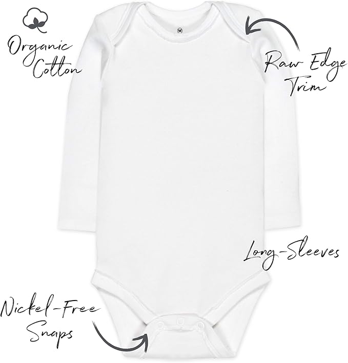 HonestBaby baby-girls 5-pack Long Sleeve Bodysuits One Piece 100% Organic Cotton - Image 6