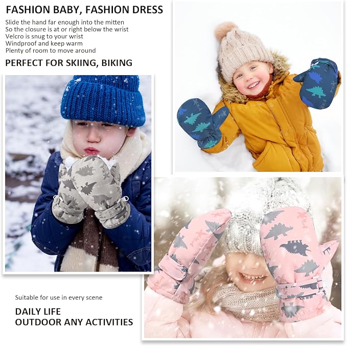 Fleece Lined Mittens for Baby Boys Girls, Baby Toddler Little Kids Winter Warm - Image 7