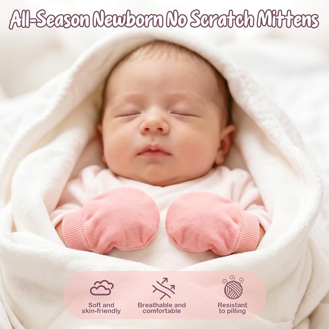 8 Pairs Baby Mittens No Scratch, Cotton Newborn Gloves Infant Mittens - Image 7