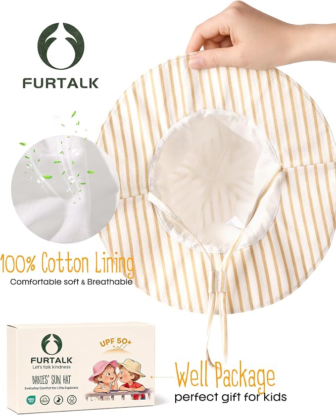 FURTALK 3 Pack Baby Sun Hat Toddler Beach Hat Girls UPF 50+ Wide Brim Infant - Image 4