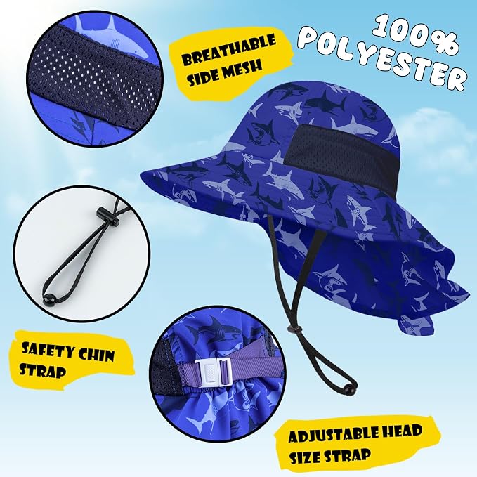 Toddler Baby Sun Hat Kids Summer Beach Essentials Adjustable Beach Hats - Image 3