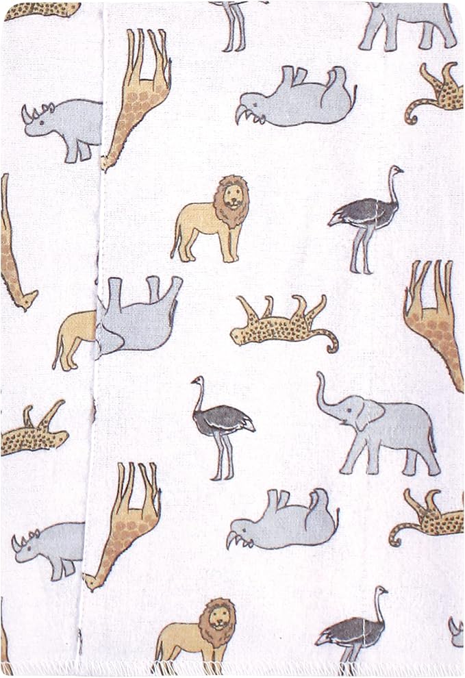 Luvable Friends Hudson Baby Flannel Burp Cloths 7pk, Safari Adventure - Image 2