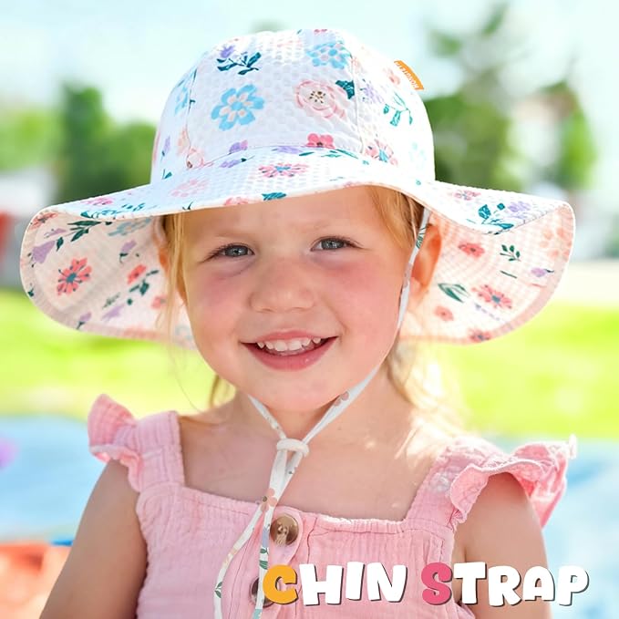 HONGTEYA Baby Sun Hat Wide Brim Adjustable Toddler Beach Bucket Hat | Soft - Image 4