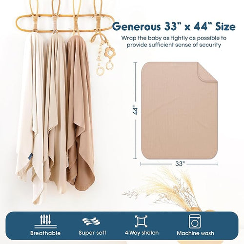 3 Pack Newborn Swaddle Blanket, Ultra Soft Stretchy Jersey Knit Extra Large - Image 2