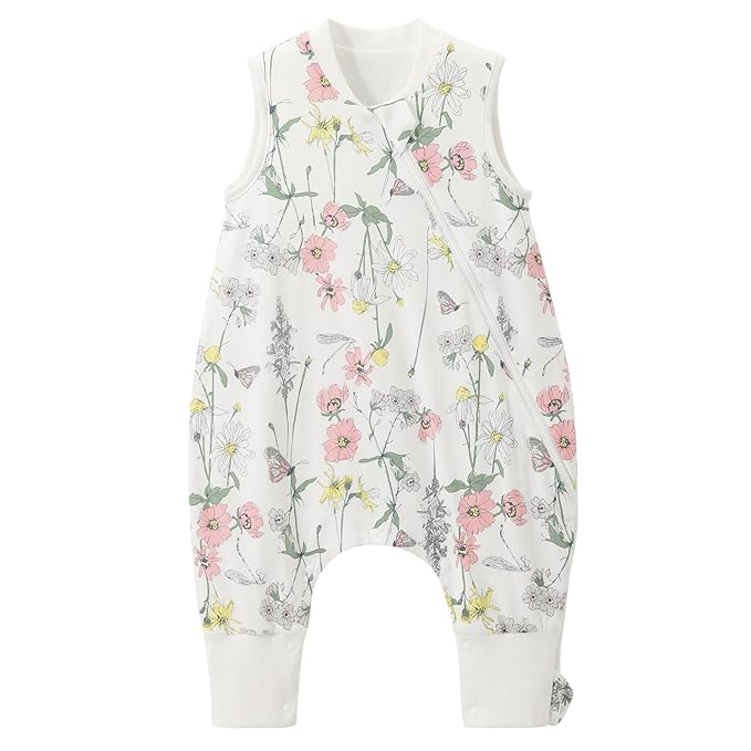 Duomiaomiao 0.5 TOG Toddler Sleep Sack 6-12 Months 100% Cotton Lightweight Baby Sleep Sack with Feet, Breathable Comfy Toddler Wearable Blanket