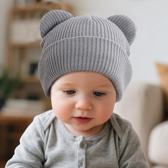 Baby Beanie Cute Toddler Winter Hat 3 Pack Soft Double Layers Knit Warm Cap - Image 7
