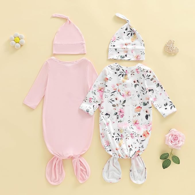 2-Pack Baby Sleeper knotted Gown Boy Girl Nightgown - Image 2