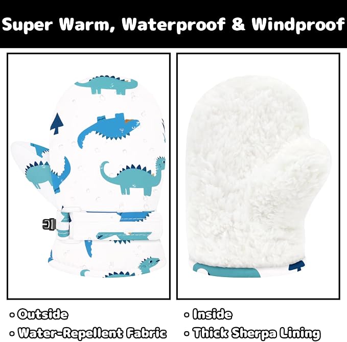 Olreco Baby Toddler Mittens Waterproof Infant Baby Winter Mittens Toddler Snow - Image 2