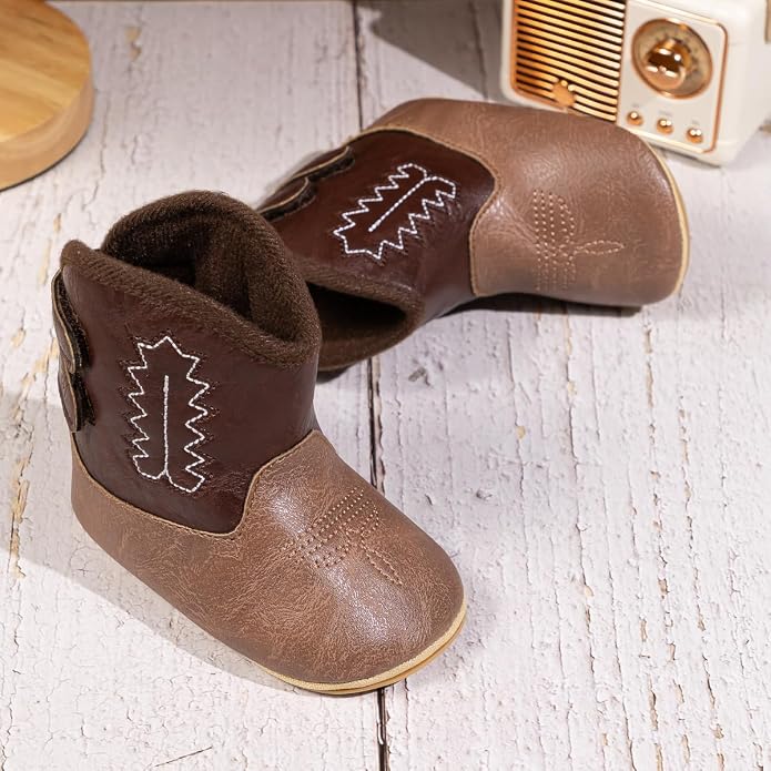 HsdsBebe Baby Boys Girls Western Cowboy Boots Infant Moccasins High Top Booties - Image 4