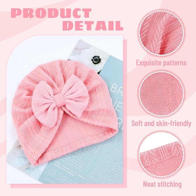 Cinaci 4 Pieces Baby Girls Turban Hats - Image 3