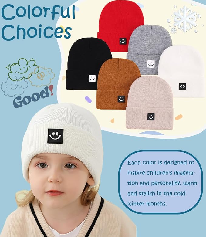 Toddler Baby Beanie Hat 6 Packs, Double Layer Knit Infant Winter Hat Warm - Image 3