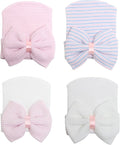 Newborn Baby Girl Hats with Bow No Scratch Cotton Toddler Infant Hat Beanie by AQOKKA