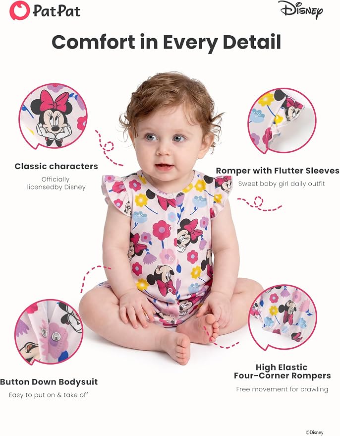 Disney Baby Girls Viscose Made from Bamboo 2 Packs Breathable Bodysuit - Image 5