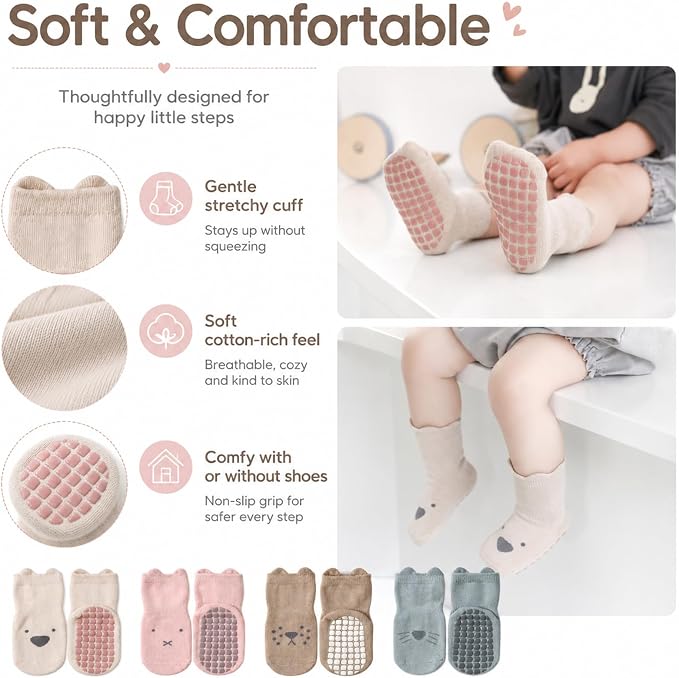 Exegawe Toddler Non Slip Socks, Cute Baby Socks - Image 5