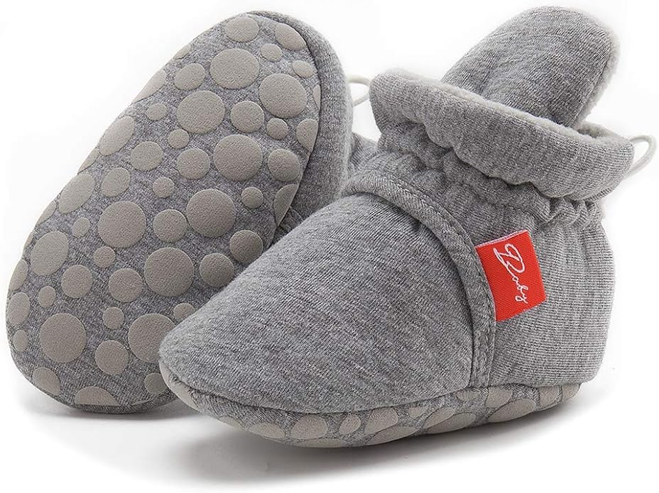Infant Baby Boys Girls Cozy Fleece Booties Stay on Slippers Non Slip Soft by Bellocasa