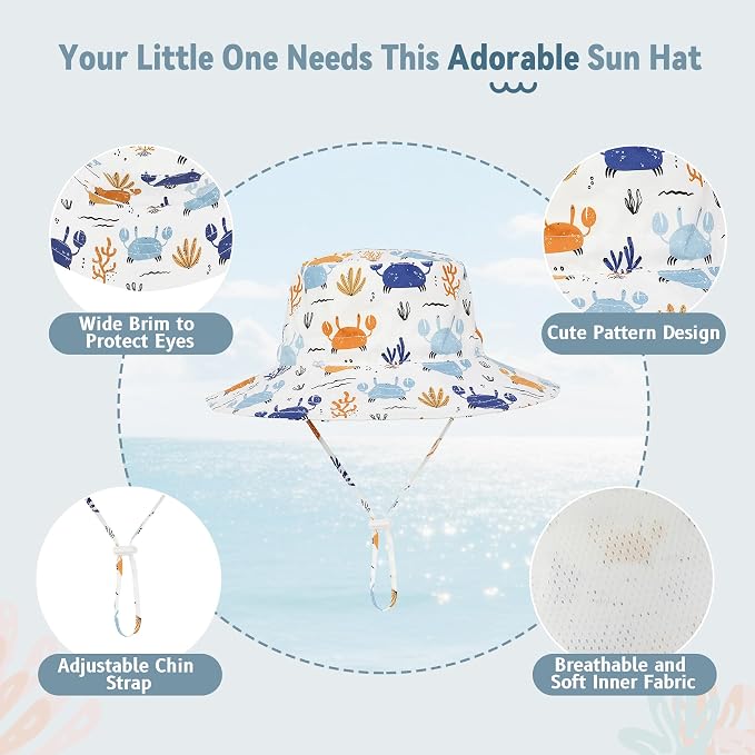 Komorebi Toddler Sun Hat UPF 50+ Kids Beach Bucket Hats Boys Girls 0-8Y | Cute - Image 3
