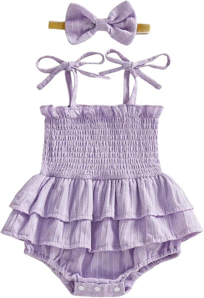 Newborn Baby Girl Summer Clothes Plaid Ruffle Bodysuits Onesie Infant Girl by LedyChampswiinToddlerBaby