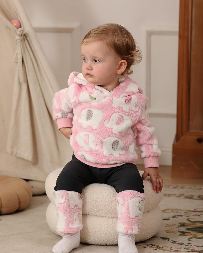 Jecson Toddler Girl Clothes Baby Girl Fleece Hoodie Outfits Thick Thermal - Image 3