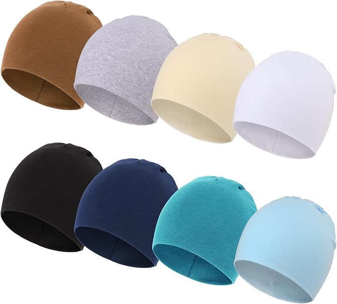 DRESHOW BQUBO 8 Pack Unisex Baby Beanie Hat Infant Toddler Kid Hats Baby Soft Cute Knit Cap Nursery Beanie