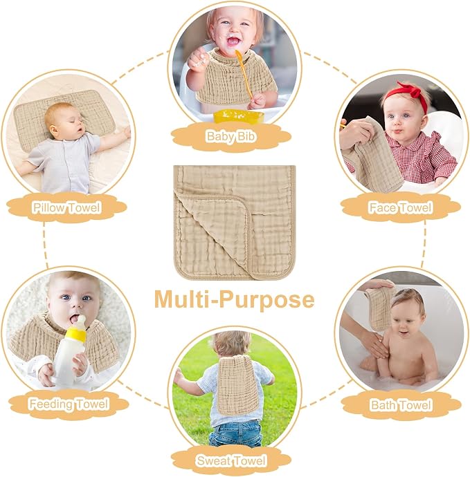 Accmor 6 Pack Muslin Burp Cloths 100% Cotton 20''x10'' Large Extra Soft and - Image 5