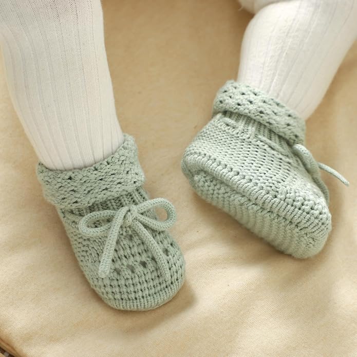Baby Booties 100% Cotton Knitted Newborn First Cozy Warm Crib Shoes - Image 2