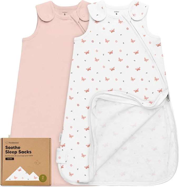 2-Pack Organic Baby Sleep Sacks, 100% Cotton 0.5TOG by KeaBabies