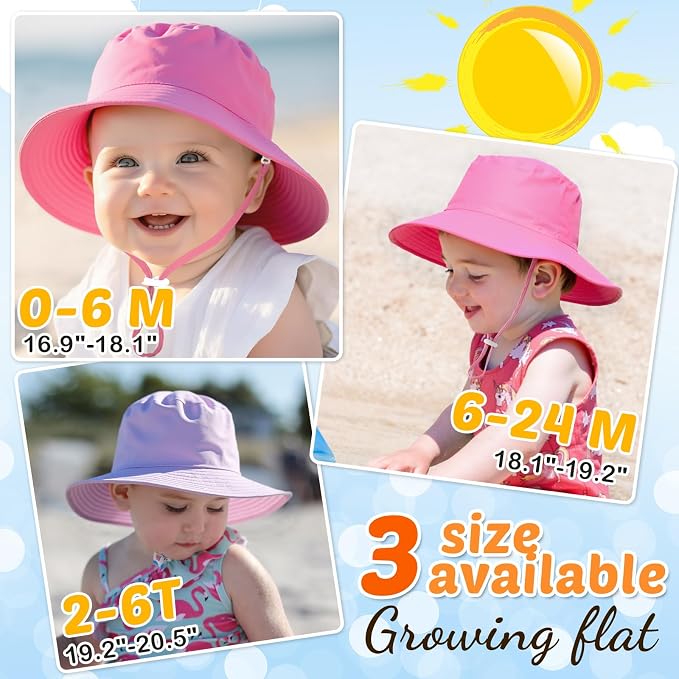 Baby Sun Hat Kids Summer Sun Protection Toddler Bucket Hat Wide Brim Adjustable - Image 7