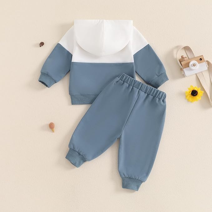 Infant Baby Boy Fall Winter Clothes Outfit Hooded Long Sweatshirt Pant Set - Image 4