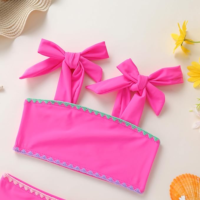 YOUNGER TREE Toddler Girls Two Pieces Swimsuit Color Block Stripe Swimwear Summer Beach Bathing Suit 18M-5T