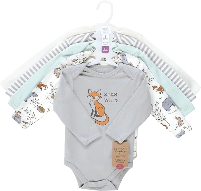 Touched by Nature Unisex Baby Organic Cotton Long-Sleeve Bodysuits - Image 2