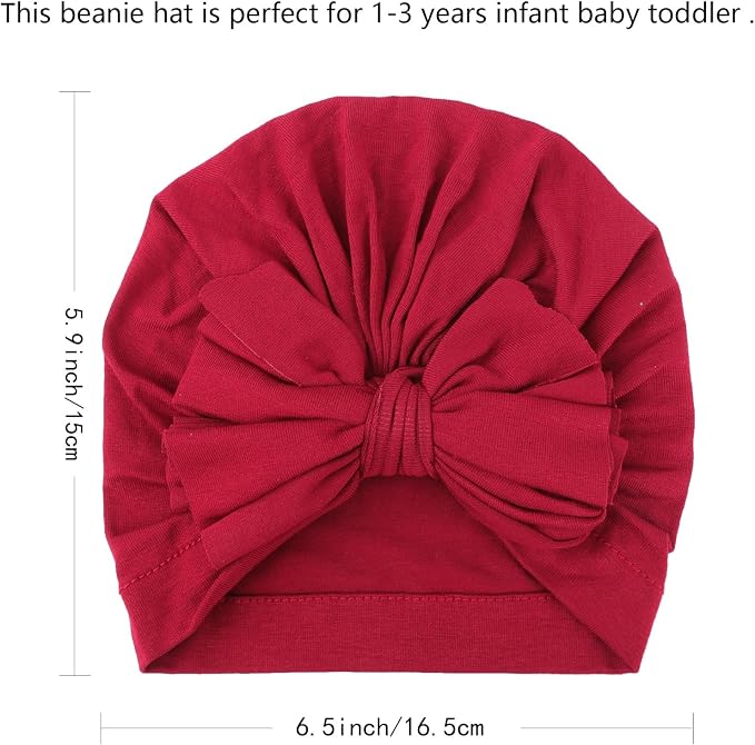 DRESHOW BQUBO 5 Pieces Newborn Baby Turban Hats Bow Baby Infant Beanie - Image 6