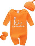 Baby Romper with Baby Mittens & Newborn Hats Footless Long Sleeve by Unknown