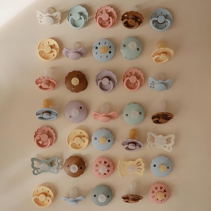 FRIGG Lucky Symmetrical SilkySoft Silicone Baby Pacifier | Made in Denmark | BPA-Free (Cream/Blush, 6-18 Months)
