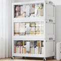 BROVIEW 480QT Stackable Storage Bins with Lids, 120Gal Extra Large Collapsible Storage Box with Wheel, Plastic Storages with Clear Door Open Front for Home Kitchen Garage, White-3pack(3 lids)