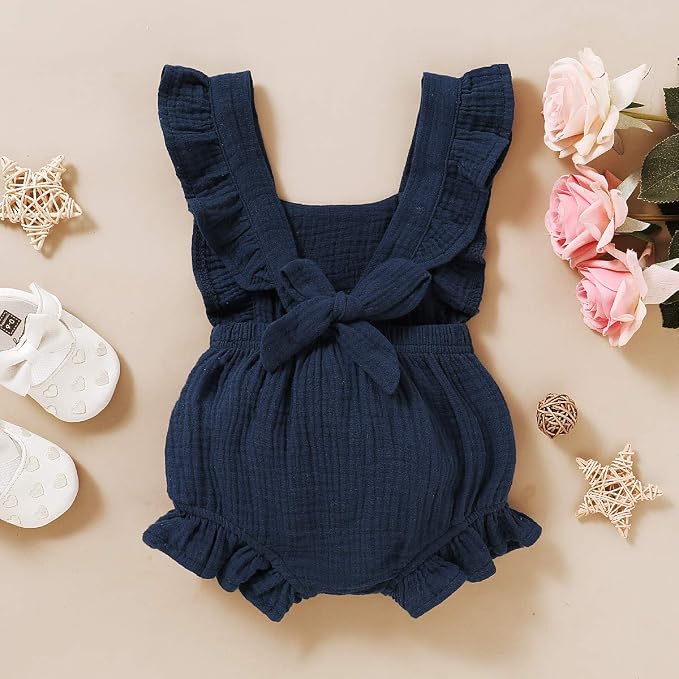 YOUNGER TREE Toddler Baby Girl Ruffled Sleeveless Romper Casual Summer Jumpsuit - Image 3
