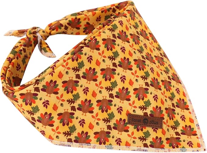 Lionet Paws Thanksgiving Dog Bandana Washable Cotton Handkerchief Scarf - Image 3