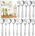14-Piece Toddler Flatware, Kids Utensils Stainless Steel Cutlery Set, Children Safe Spoons and Forks with Ergonomic Handle, Easy to use and Dishwasher Safe (Crocodile and Bear)