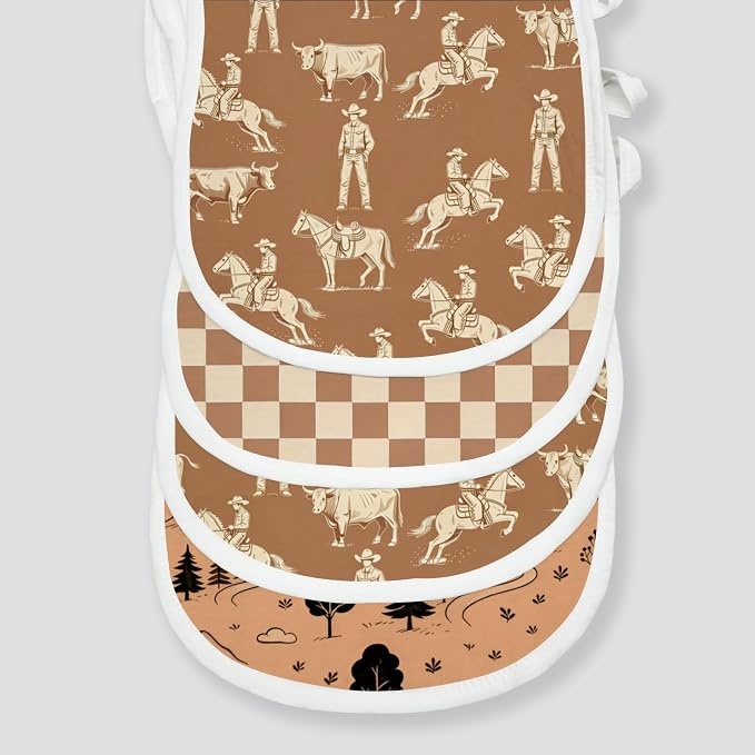 6 Pack（3×2） Western Baby Burp Cloths, Contoured Burp Rags - Image 9