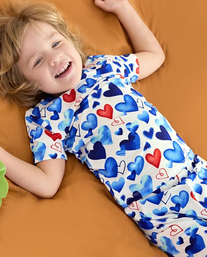 babee Reshinee Bamboo Viscose Toddler Boys Pajamas Set, Short Sleeve Kids - Image 4