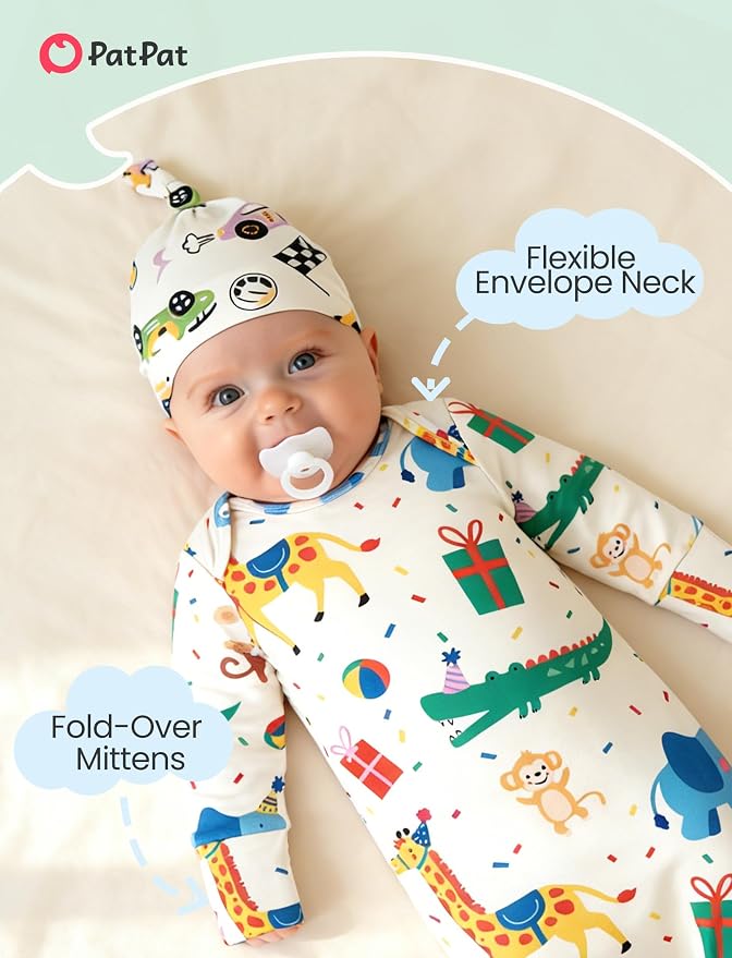 PATPAT Baby Sleeper Gown with Hat - Image 3