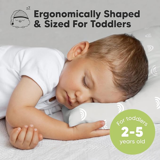 KeaBabies Toddler Pillow 13x18 - Soft Organic Cotton Kids Travel Bed Pillows for Sleeping, School, Nap, Machine Washable, Toddlers 2 to 5, Pillowcase Sold Separately (Gray Rainbow)