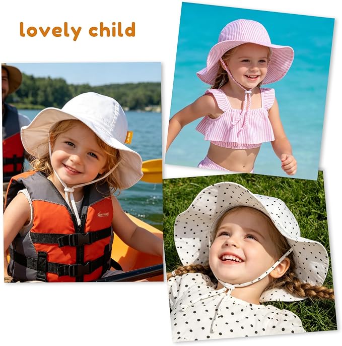 Baby Girl Sun Hat with UPF 50+ Outdoor Adjustable Toddler Beach Hat with Wide - Image 7