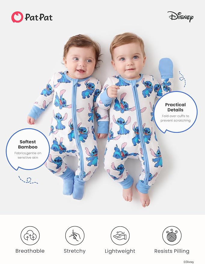 Disney Baby Viscose Made from Bamboo 2-Way Zipper Footie Outfit NB to Inf - Image 5
