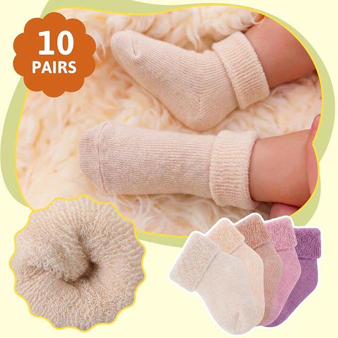 Twistover 10 Pairs Preemie Cotton Turn Cuff Socks - Image 3