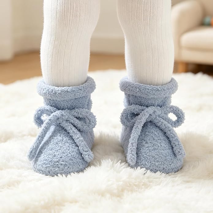 LAWKUL Cotton Baby Booties Newborn Fleece Shoes Sock - Image 4
