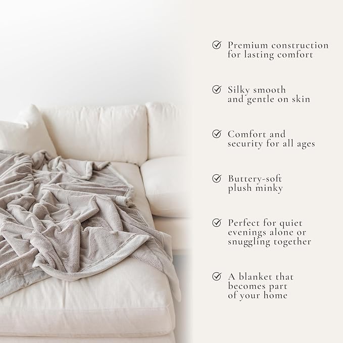 Saranoni Lush Plush Blanket Soft Adult Blanket Feather XL 60x80 | Lush - Image 2